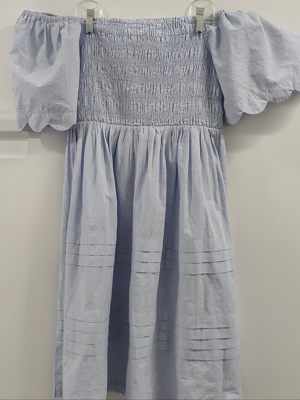 NWT CottageCore Simply Southern Off Shoulder Puffy Sleeve Blue Dress Sz M